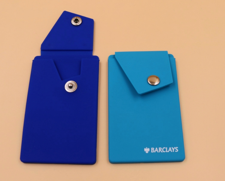 Corporate gifts Bulk With printing - Customised Silicon card holder with button