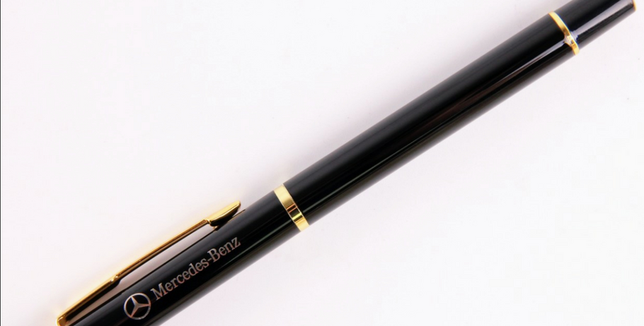 Corporate gifts Bulk With printing - Customised pen with gold laser words and logo