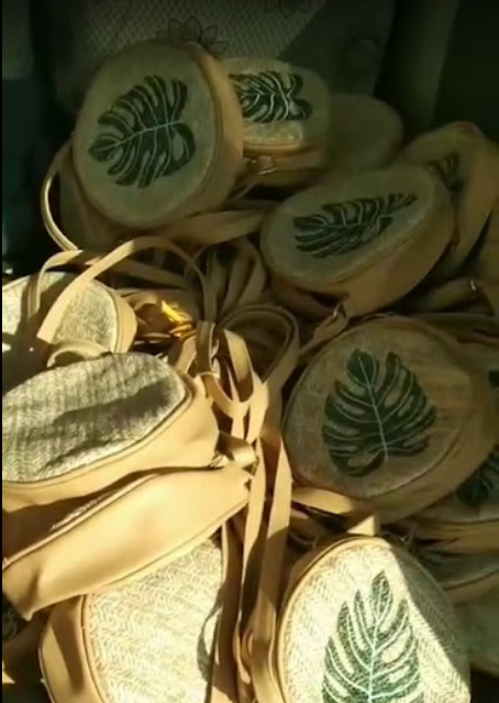 Corporate gifts Bulk With printing - Customised rattan bag with logo p ...