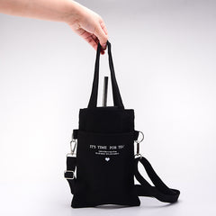 Fashion portable double mouth canvas bag