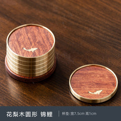 Copper wood tea cup pad