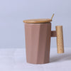 creative wood handle ceramic mug