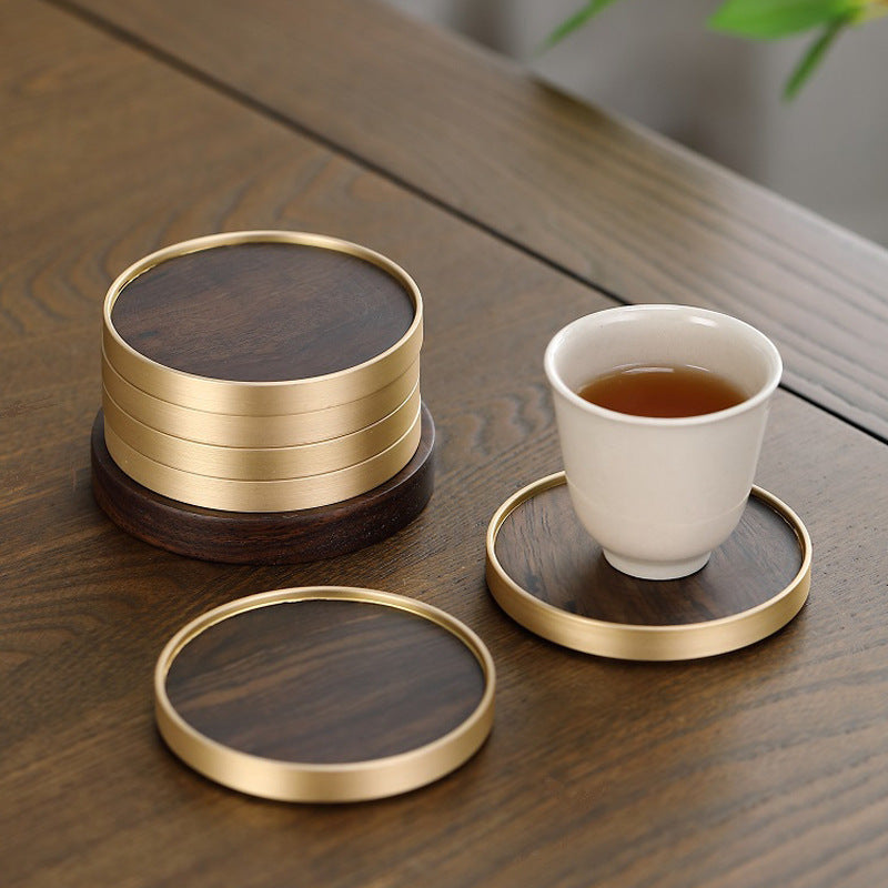 Copper wood tea cup pad