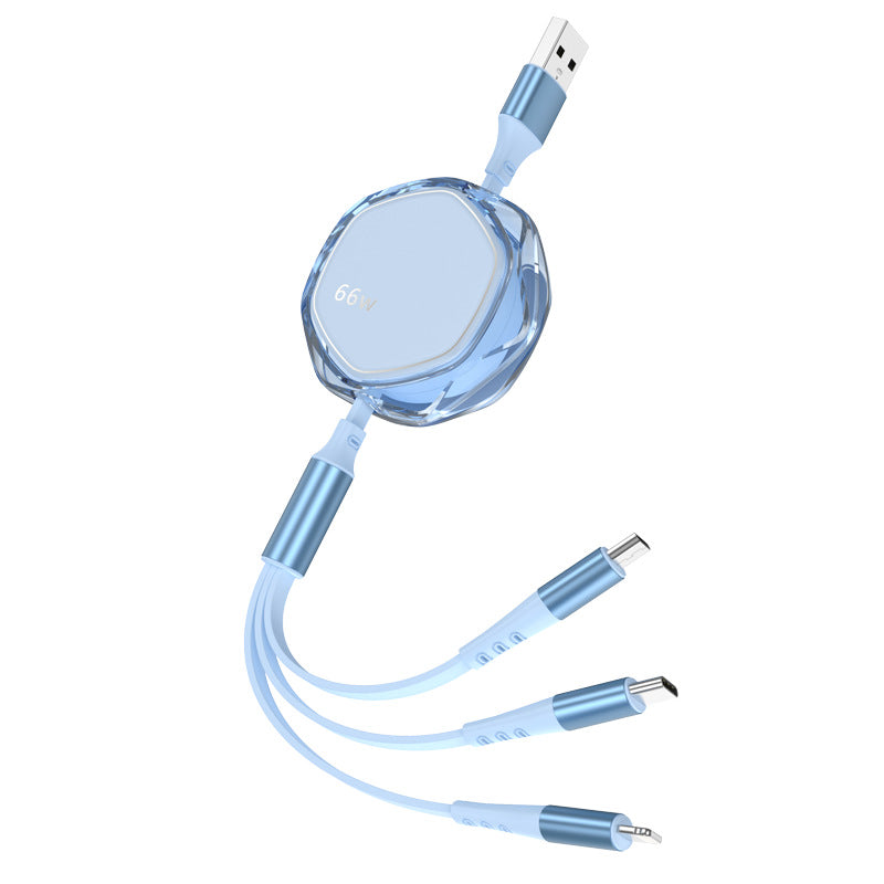 Transparent shell retractable three-in-one data cable - Customised with ...