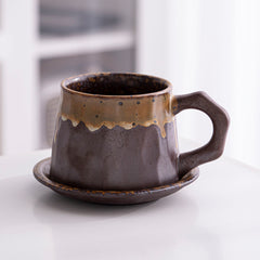 Creative stoneware coffee cup and saucer set