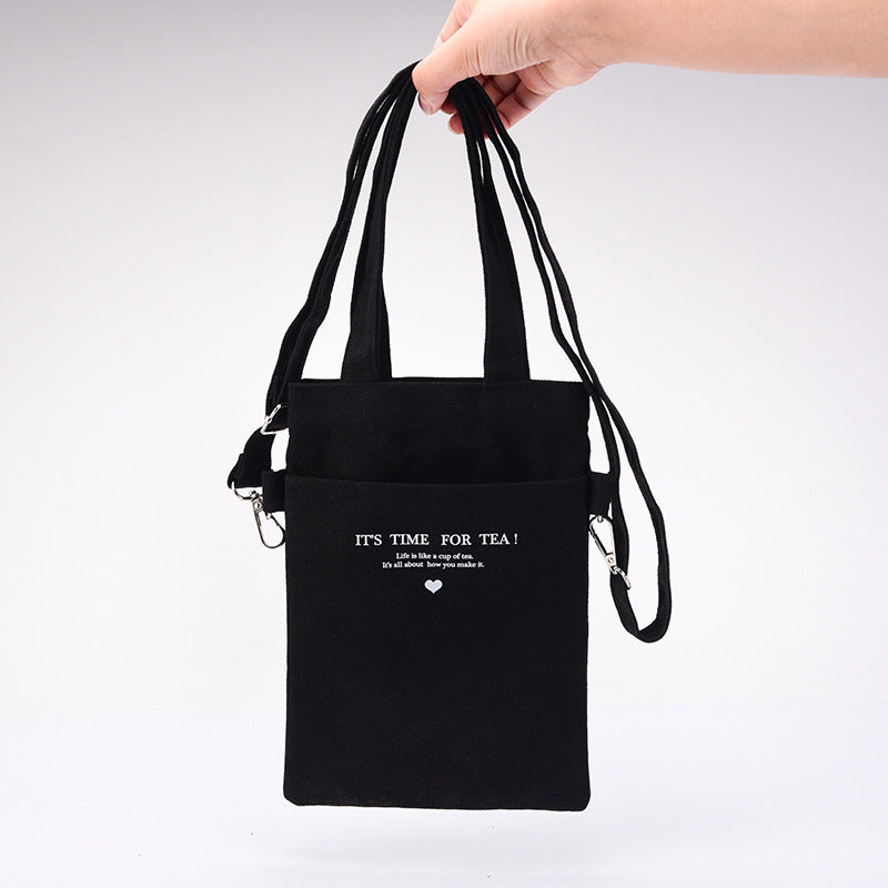 Fashion portable double mouth canvas bag