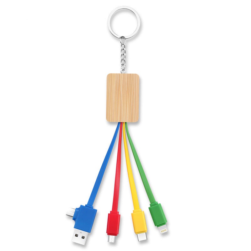 Dual input bamboo and wood degradable charging cable