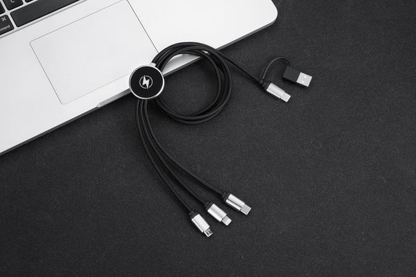 Illuminated three in one charging cable