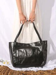 Women's large retro oil wax leather bag