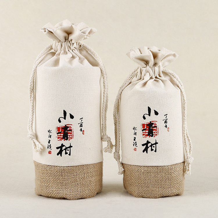 Customized linen round bottom tea packaging storage bag , tea storage bag corporate gifts , Apex Gift